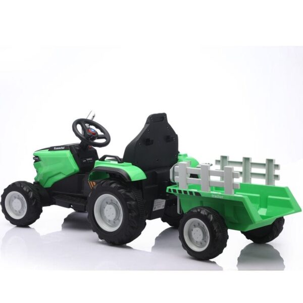 Dečiji traktor sa prikolicom i daljinskim zeleni - traktor na akumulator - slika 2