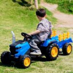 Dečiji traktor sa prikolicom i daljinskim plavi - traktor na akumulator - slika 5