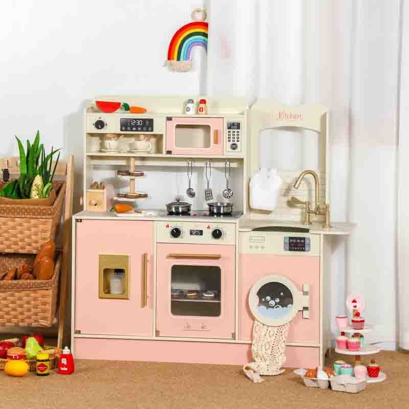 Dečija drvena kuhinja – roze bela MSN24020 1