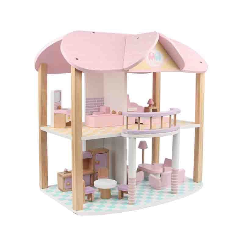 Dečija drvena kućica sa nameštajem – roze MSN19029 3