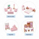Dečija drvena kućica sa nameštajem – roze MSN19029 4
