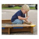SuperToys drveni peskarnik 3u1 sa plastičnim kantama 5