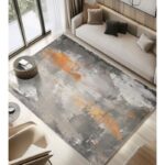 Tepih sa gumenom podlogom 140x220cm - Sivo-narandžasti dim tg-3195 - Slika 2