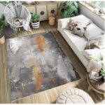 Tepih sa gumenom podlogom 140x220cm - Sivo-narandžasti dim tg-3195 - Slika 3